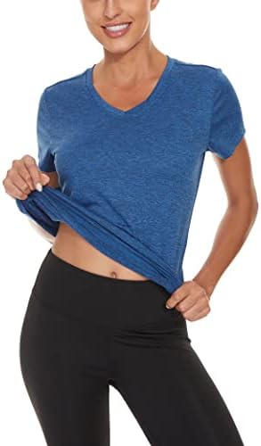 Magcomsen 3 пакувам маица за кратки ракави за жени со v-врат Брза суво атлетски маица што работи со вежбање јога врвни маички