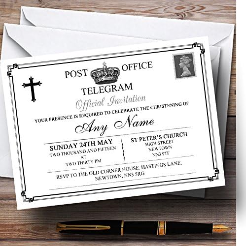 Гроздобер Телеграма Елегантно Бело Крштевање Партија Персоналните Покани