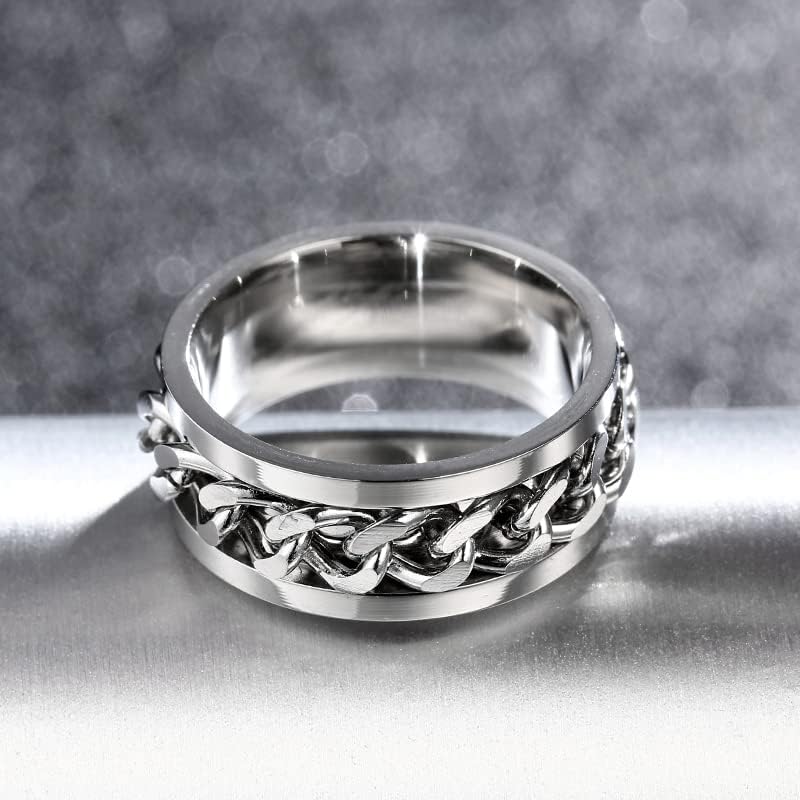 Колезо 8мм Сребрен ланец прстен за мажи и жени-45821