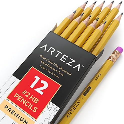 Моливче за училишни моливи на Артеза HB 2, пакет од 96, графитни моливи со графит на големо, претходно острини, со бришачи,