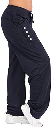 Црни панталони за жени плус џемпери со големина на џемпери со низок пораст на еластична панталона на половината, оставата, оставата,