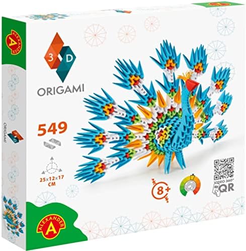 Оригами 3Д 501831 - 3Д Оригами Паун - Прекрасна 3Д скулптура со хартија со патентирани компоненти и упатства за градење лесно, 549 парчиња,