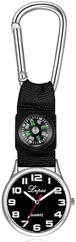 Renslat Sport Outdoor Quartz Pocket Watch Watch Watch Watch со приврзок за компас, најлонски карабинер за џебни часовници подароци