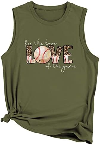 Бејзбол резервоарот врвови жени Loveубовна буква печатење елек маички без ракави за бејзбол графички печати маица летни обични врвни резервоари