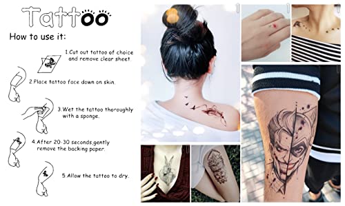 Фокс череп вкрстени коски Привремени тетоважи водоотпорна тетоважа лажна за тинејџери мажи жени дизајнираат декорации тело вратот на вратот