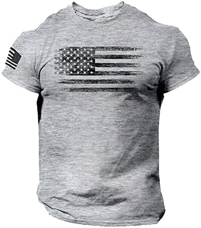 Маици за машки кратки ракави на мускулите на врвот на американското знаме за печатење во салата за боди-билдинг спортски маички