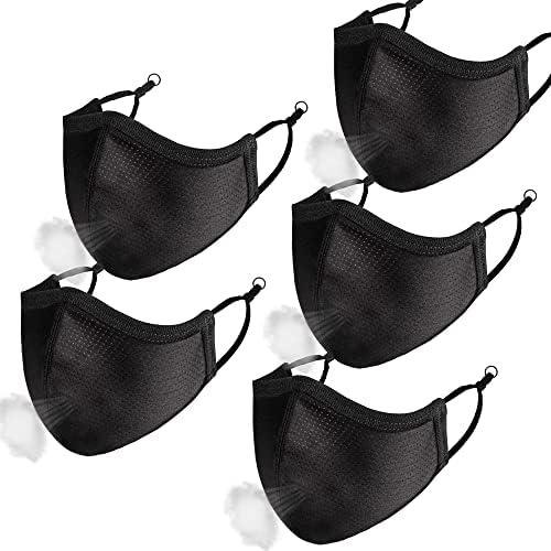 Cedartrap црна маска за лице за еднократно крпа - 5 пакувања за печење и дишење памучни маски за возрасни мажи и жени