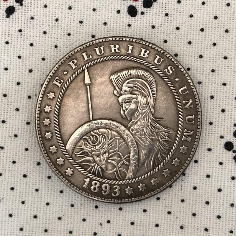 КИНГФЕНГ 38мм Антички Сребрен Долар Монета Американски Морган Скитник Монета 1893 Занает 118