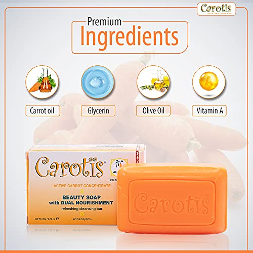 Сапун за убавина од каротис 80GR - формулиран за чистење и освежување на кожата, со масло од морков, глицерин, бета каротин,