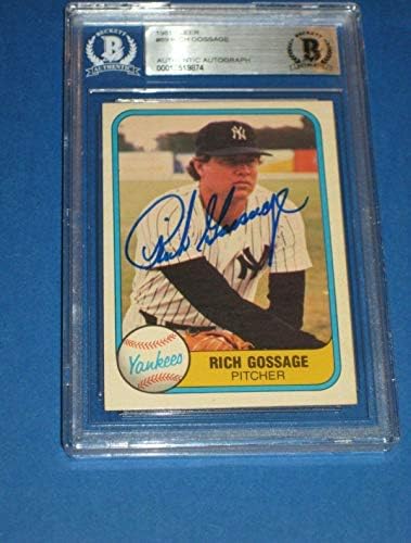 Rich Gossage потпиша во 1981 година Fleer Card #89 Beckett Authenticated - Бејзбол плоча со автограмирани картички