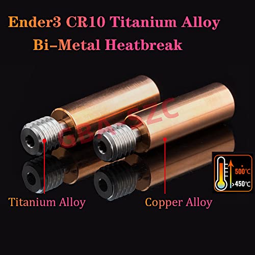 GBA-SZC 2PCS ENDER 3 CR10 Titanium легура Би-метална топлина, за Ender 3/V2/Pro/Ender 5/Plus/Pro/CR-10/CR-10S серија Hotend за филамент
