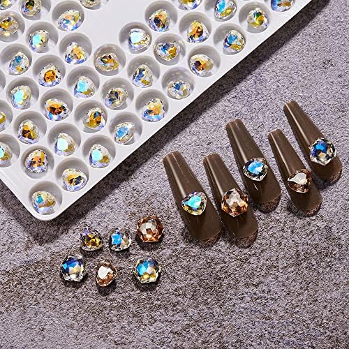 20 парчиња кристали од 8 мм rhinestones Наслови на ноктите и јед ги чисти кристалите сјајни остри дното на дното Аурора 3Д на ноктите