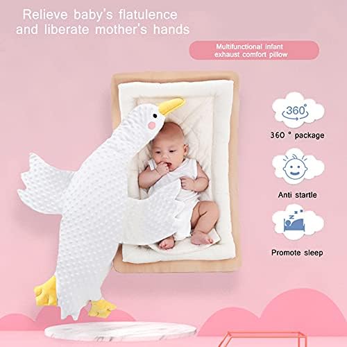 Икасус бела гуска кампања играчка перница, полнето животно бебе смирувачко перница, мека симпатична бебе за спиење перница голема бела