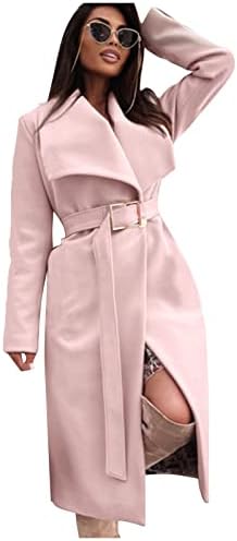 Пролетни јакни за жени 3/4 ракав Забележан палто за ровови со преголем дел од отворено предно копче надолу за надворешна облека за ветерници