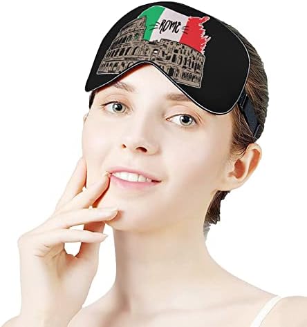 Смешно знаме на Италија Рим Колосеум мека маска за спиење за очи за спиење за слепите совршени блокови светлина со прилагодлива лента