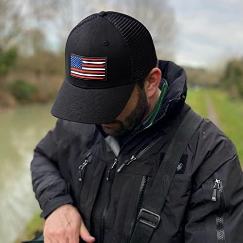 Камионер за камиони со американско знаме за мажи, прилагодлива капа на отворено решетка
