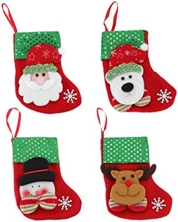 ДОИТОЛ Божиќна Торба за Лекување, 4 парчиња Божиќна Торба За Чорапи За Бонбони Цртан Филм Торба За Чување Бонбони Дома Висечки Приврзок