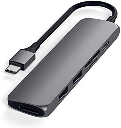 SATECHI USB C Hub Тенок Мултипорт Адаптер V2 СО 60W USB C PD, 4K HDMI, Читачи На Микро / SD Картички, USB 3.0 - За Macbook Pro &засилувач;