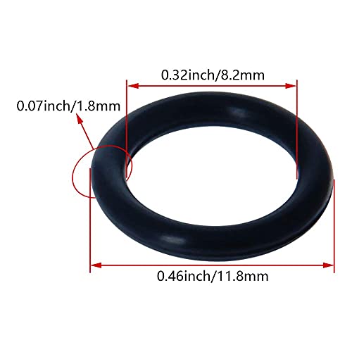 Bettomshin 100pcs нитрилна гума О-прстени, 11,8мм ОД 8,2 мм ID 1,8 мм ширина, метричка бунарска запечатување за запечатување за заптивка за