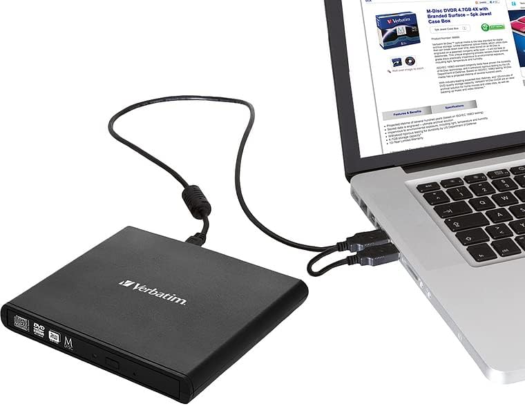 Дословно Надворешни Цд / Двд Писател-Компактен &засилувач; Слимлајн-USB Напојува-Mac &засилувач; Компјутер Компатибилен-Црна