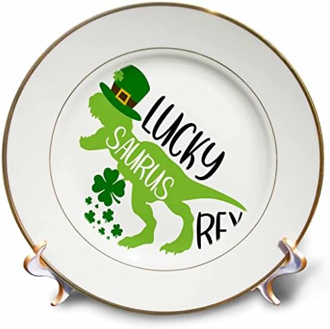 3drose ST Patricks Day Lucky Saurus црвен ирски диносаурус илустрација - плочи