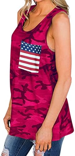 4 -ти јули кошули резервоар за врвови за жени во САД знамето летно обична маичка без ракави патриотски starsвезди ленти за трчање