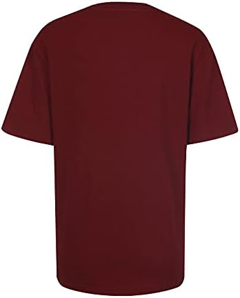 Блузи со кратки ракави на Шарела за дами есен лето екипаж писмо графичко лабаво вклопување врвни тимови тинејџерска облека облека трендовски