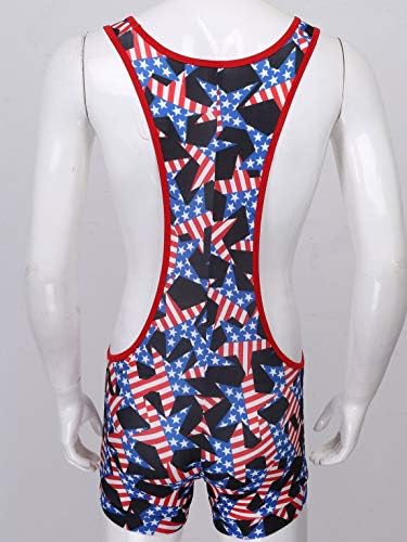 Moily Men Sports Whintling Singlet Jockstrap Bodysuit America Flag Print Sumpsuit Sharts Sharts Singlet