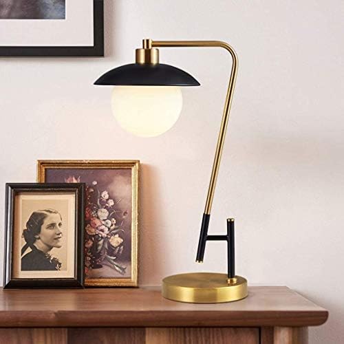LXXSH табела за ламба Ретро едноставност, железна уметност, предводена ламба за кревети за стакло стаклена сенка за ноќна ламба за спална соба за спална соба