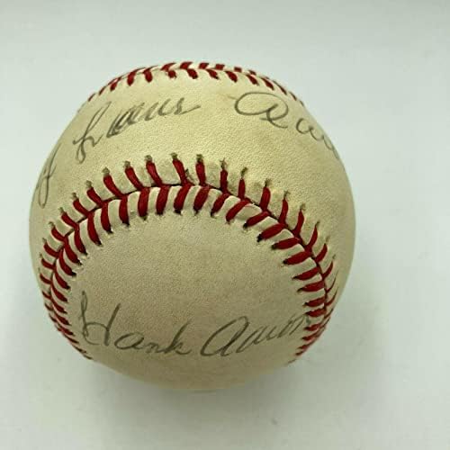 Хенк Арон Хенри Луис Арон целото име потпиша бејзбол со JSA COA ретки - автограмирани бејзбол