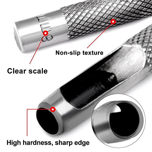 Utoolmart 12 mm тркалезна шуплива кожа занаетчиска алатка за занаетчиска алатка, тркалезна јаглеродна челик занаетчиска занаетчиска шуплива дупка за удари, 1 персонални