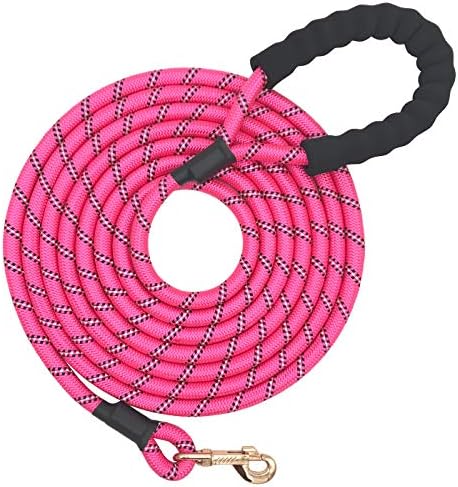 Шорвен најлон силно кучиња јаже олово рефлексивна обука за кучиња поводник со мека рачка 5-20 стапки долга розова