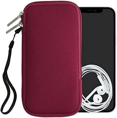 KWMobile Neoprene телефонска торбичка големина XXL - 7 - Универзална мобилна ракав мобилна торба со патент, лента за зглоб - црвена