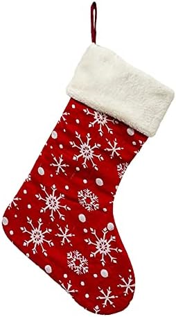1W8O94 Божиќни големи чорапи карирани со кадифен манжетна торба за подароци за декор за порибување
