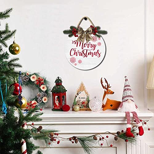 Сокомург Божиќен знак за бесење, затворен декорација на отворено, декор за закачалка од врата, дрвен трем знак, за Божиќна зимска куќа homeид