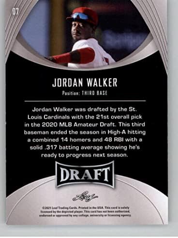 2021 лисја нацрт злато 7 Jordan Jordan Walker RC RC Rookie Baseball Trading Card