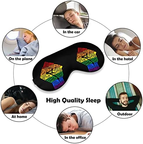 ЛГБТ гордост тупаница за спиење маска за очи за очи со прилагодлива лента за слепите за патувања за авиони