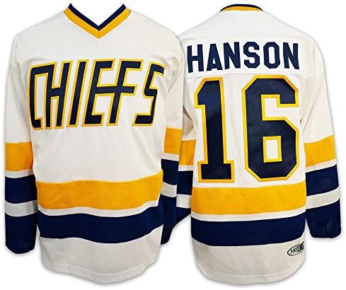 Мад браќа 16 Хансон Чарлстаун Шефови Слапшот филм официјално лиценциран хокеј Jerseyерси направен во Канада