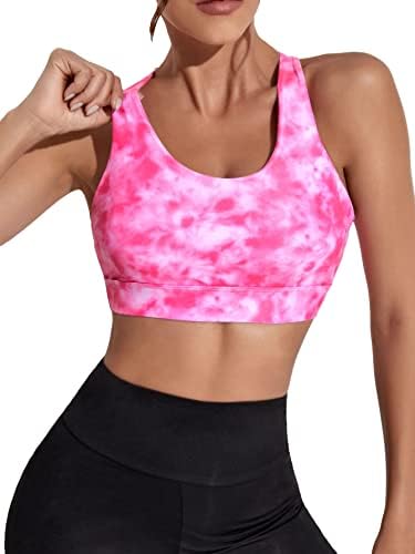 Milumia Women Criss Cross Cross High Supports Padded Sports Sports Bras Yoga Tranchout Top Top Top