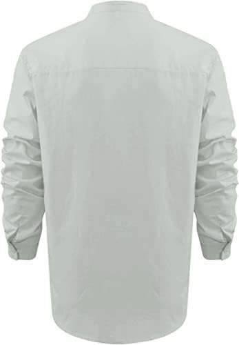 Машка есенска ленена кошула со ленена јака со долги ракави со долга ракав кошула обична редовна маица врвови на кошула