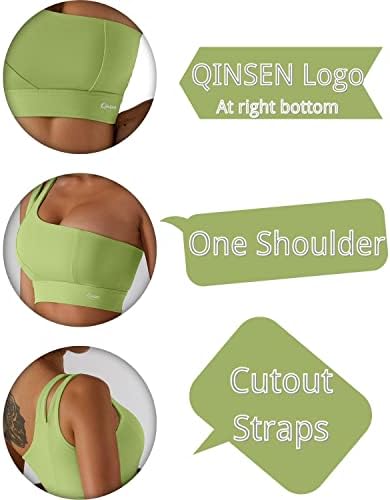 Qinsen Womens Едно рамо за јога -градник за отсекување на атлетски спортови за вежбање на врвот на врвот