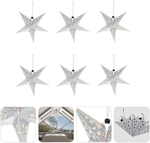Викаски 6 парчиња 45 см starвездички фенери за ламби сенки Божиќ 3Д хартија starвезда виси декорација шуплива висечка ламба за предводена светлина