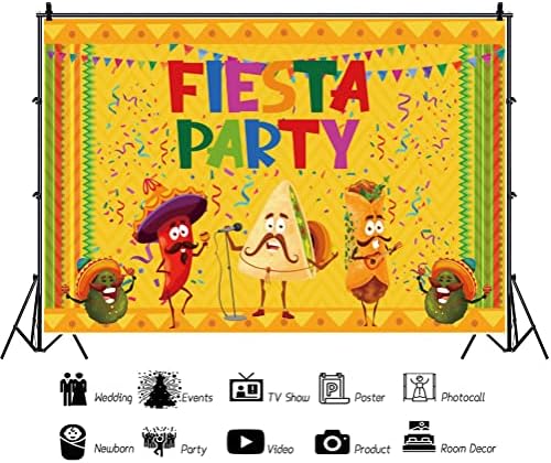 Dorcev 20x10ft Мексиканска забава за забава на Fiesta, позадина cinco de mayo шарени знамиња конфети смешни мексико тематска позадина роденденска
