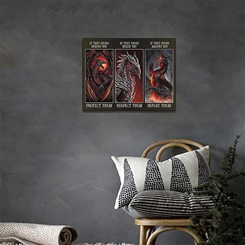 Фантазија оган змеј wallид уметност меча змејови слики wallидни декор платно печатење сликање модерна куќа врамена уметност за