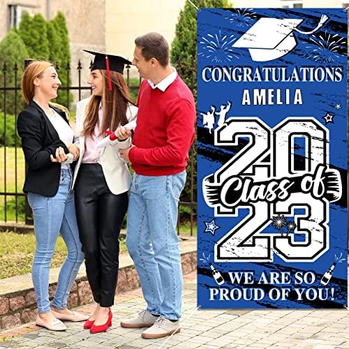 2023 Дипломирање на вратата на вратата сина персонализирана име честитки за украси со 78 налепници за азбуки класа од 2023 година, банер на врата, конграти за дипломирањ