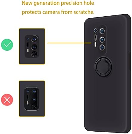 Coqibel за OnePlus 8 Pro 5G Case [Течен силикон со 360 ° прстен за кикс и функција за монтирање на автомобили], 6,78 инчен капак со лагер