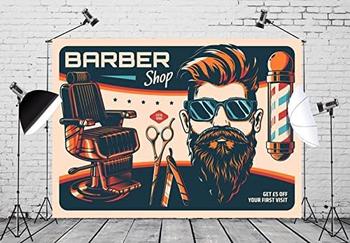 Beleco 20x10ft ткаенина ретро бербер продавница позадина за коса салон бербер стол фризура фризура и бричење берберница за позадини за фотографија