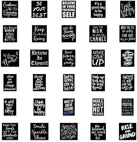 60 парчиња Кул Црни Инспиративни Налепници Налепници За Деца, Тинејџери Премиум Водоотпорни Налепници За Винил Мотивациони Фрази