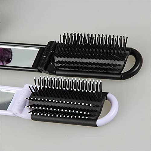 Пулабо Трајнопортна за преклопна коса четка за коса со огледало Компактен џеб со големина на џеб Масажа за коса четка-бела симпатична квалитет и практична