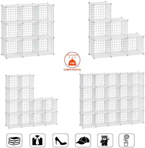 Организатор За Складирање На Коцки ХАБСОН, Полица За Складирање На Метални Мрежи Од 6 Коцки, Ормар За Плакари, Самостојна Пластична